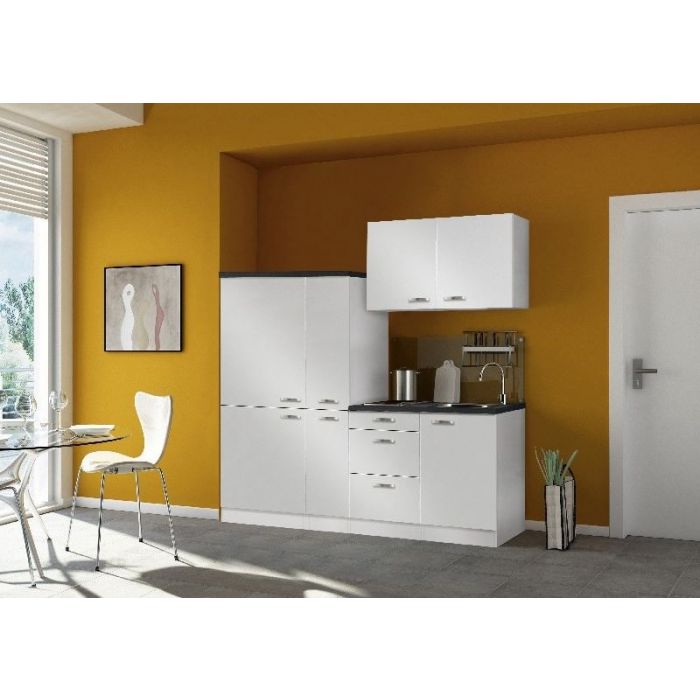 Minikeuken Klick 190cm Met Inbouwkoelkast En Apothekerskast Kitchenettesdirect Nl
