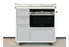 Mobiel keukenblok Pro Art met oven en inductie kookplaat en 4 laden grijs