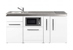 Stengel Designline MDGSM180A keukenblok met magnetron en vaatwasser in wit met beton werkblad