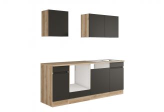 Klick N213OE keuken - Wild eiken / antraciet - 210cm