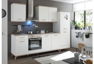 Meister Retro keuken Premium in de woonkeuken - 275cm - trendy wit met eiken 