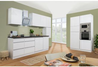 Greeploze dubbel blok keuken met hoogglans witte fronten