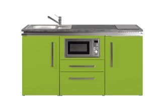 Stengel Designline MDM160 in appelgroene fronten met leistenen werkblad