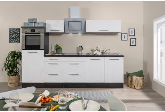 Meister Premium design keuken 270cm grijs eiken/hoogglans inclusief inbouwapparatuur