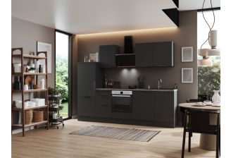 RS280GGH rechte keuken grijs grijs met apparatuur en hoge koelkast