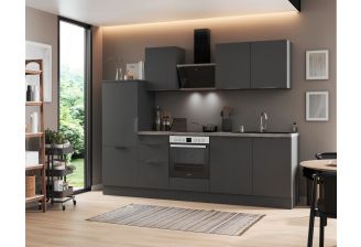 RS280GGH rechte keuken grijs grijs met apparatuur en hoge koelkast