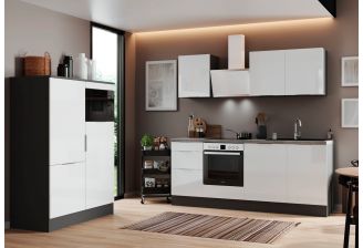 Complete rechte keuken wit grijs compleet met apparatuur RS340GWH dubbelwandig